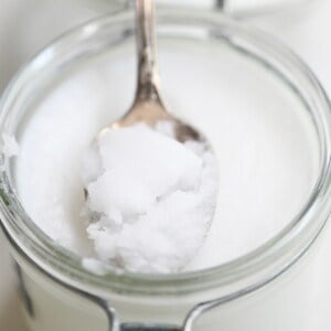 A spoonful of homemade virgin coconut oil