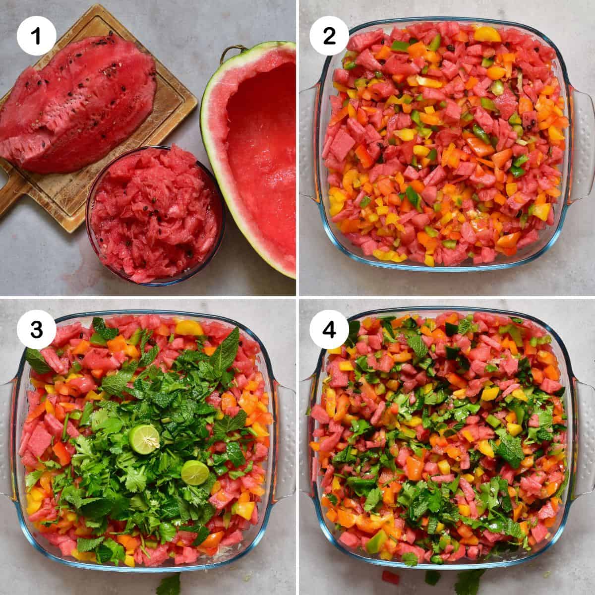 Steps for making watermelon salsa
