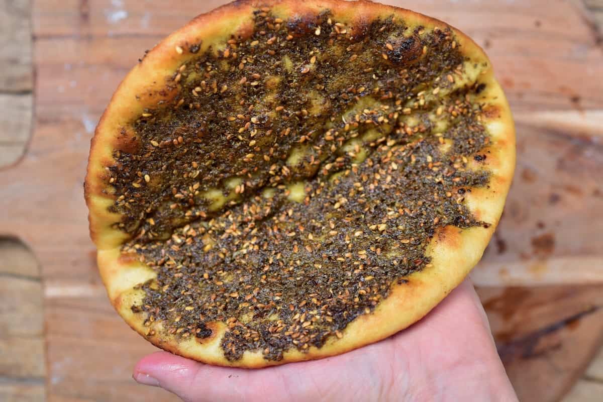 Zaatar spice on manakish breakfast