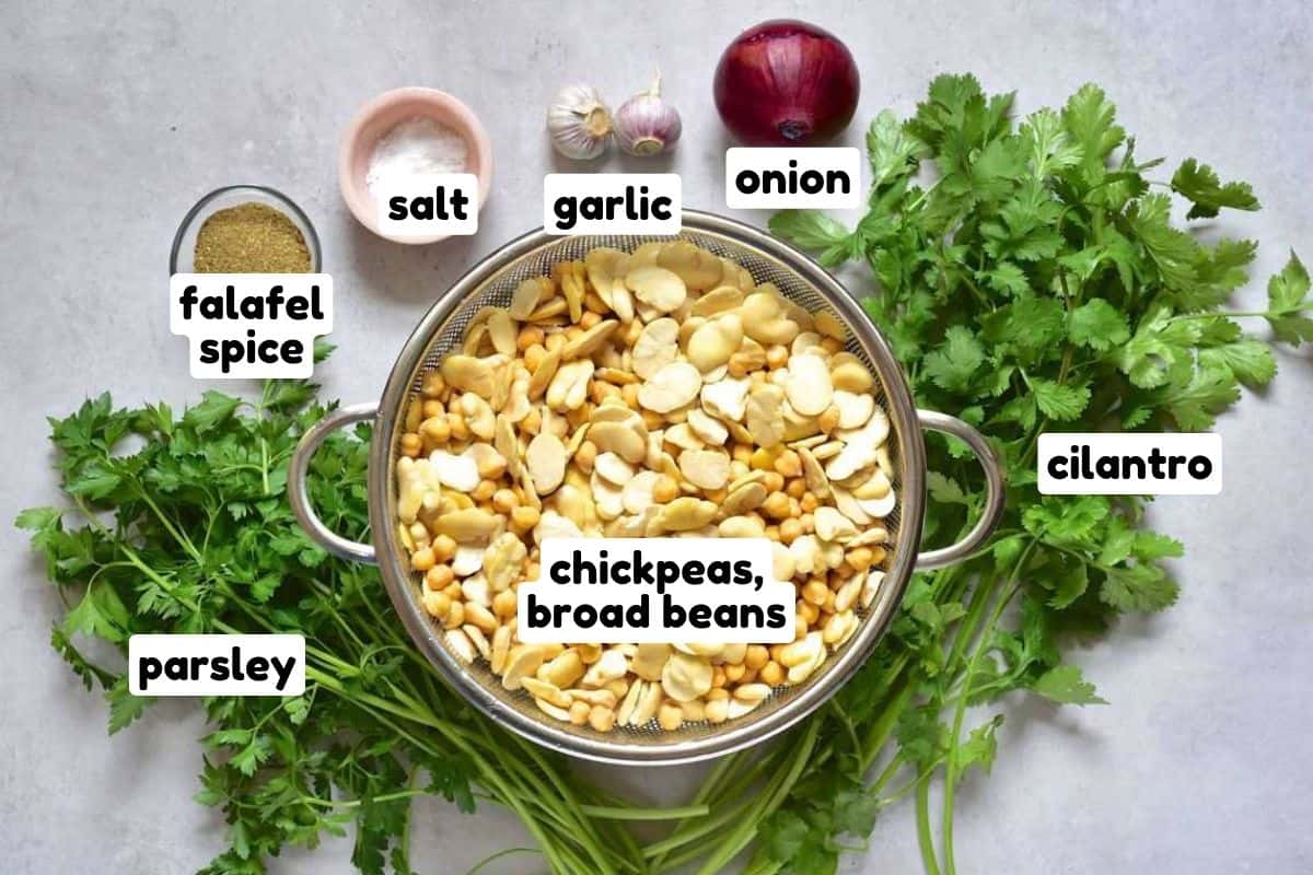Ingredients for falafel mix