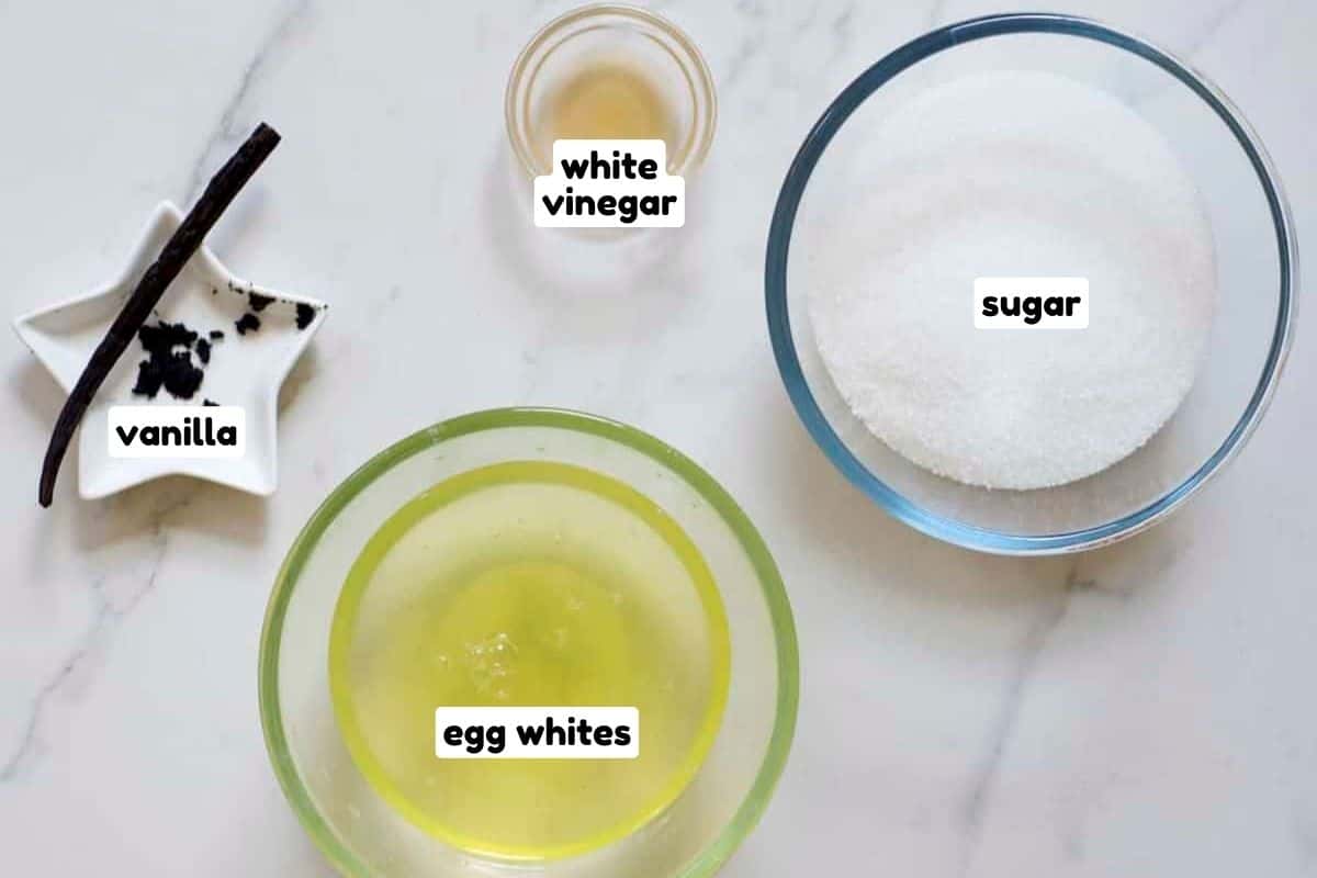 Ingredients for Pavlova cake
