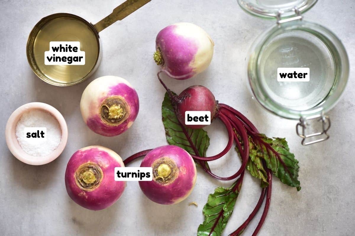Ingredients for pickled turnips