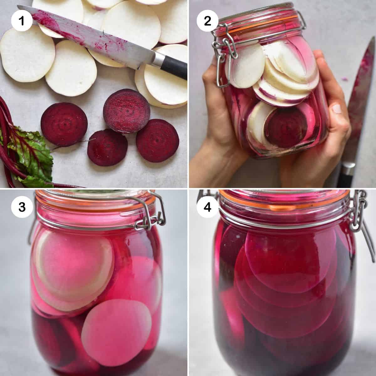 Steps for making pickled turnips