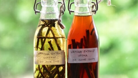 Two bottles of homemade vanilla extract