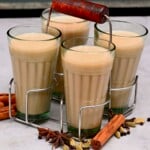 Four glasses with homemade masala chai. - 8