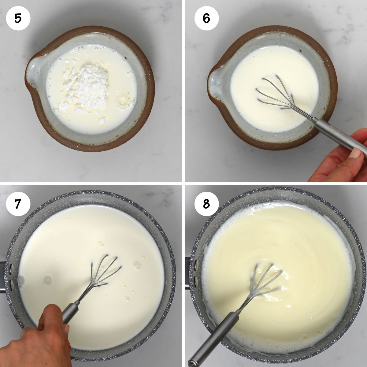 A collage for the steps for making ashta cream. - 5