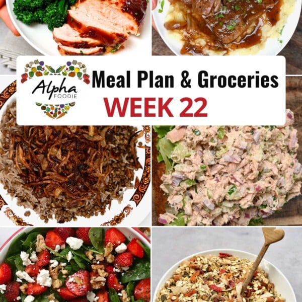 Collage of photos showing the dishes for Week 22 of Meal