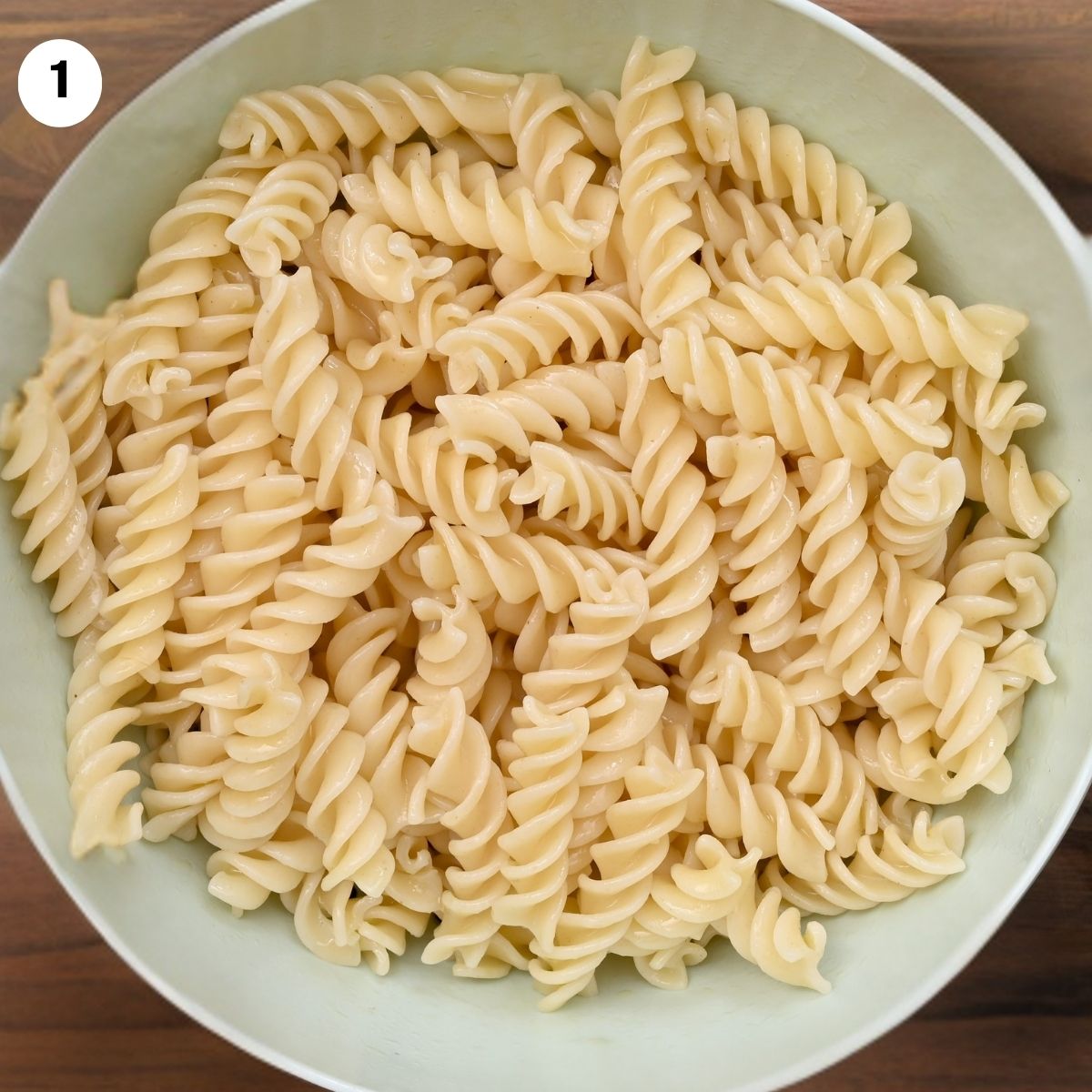 Close-up view of cooked fusilli pasta. - 3