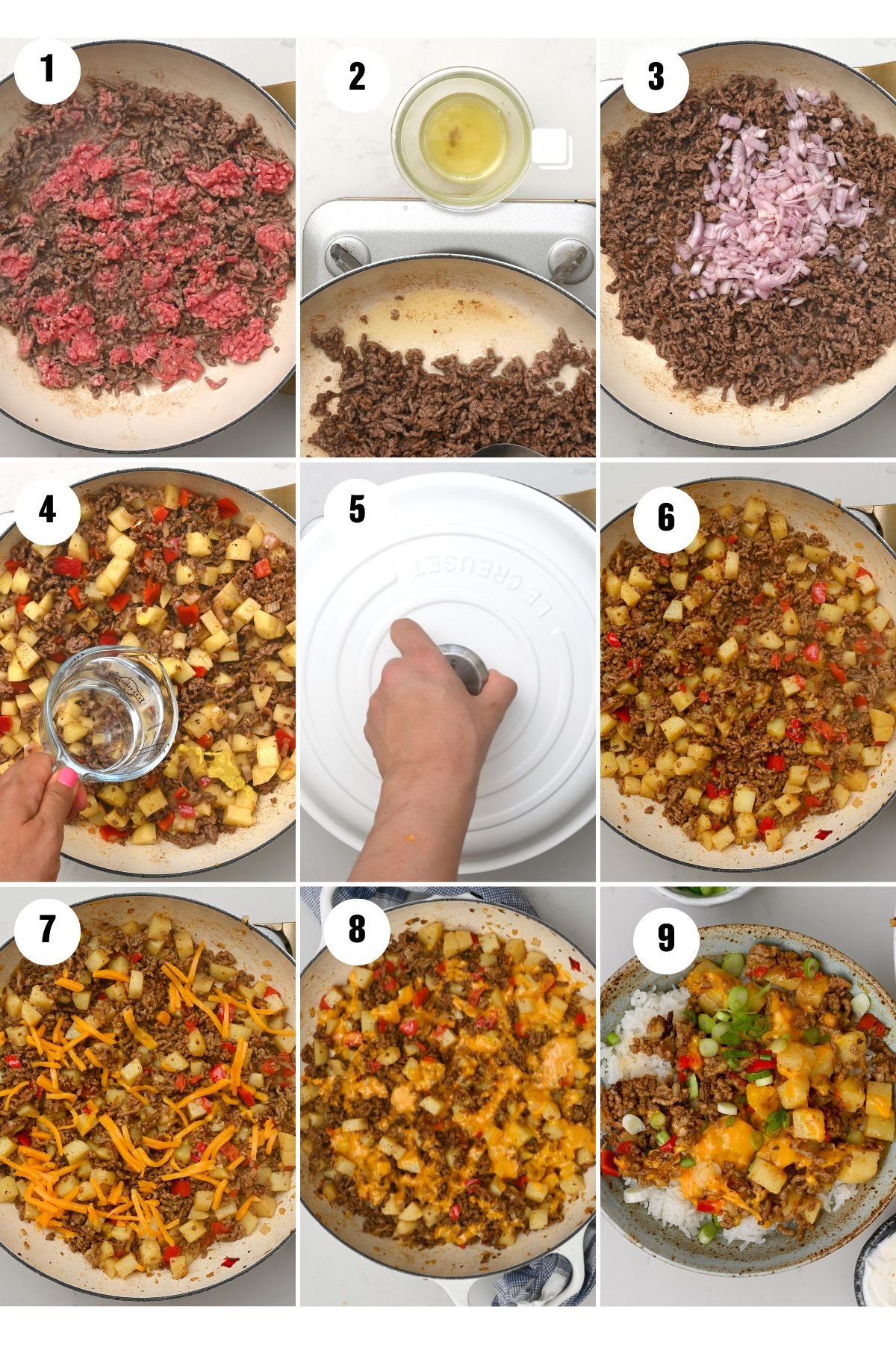 Steps for making ground beef and potatoes recipe. - 4