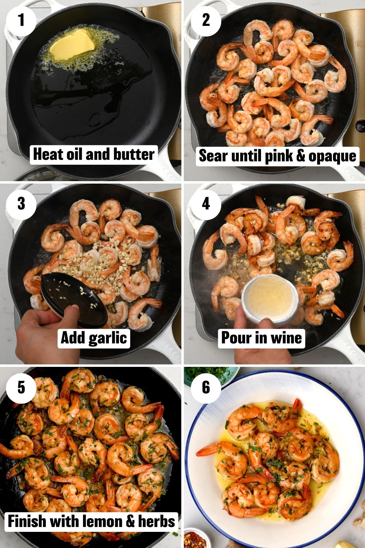 Steps for making shrimp scampi. - 5