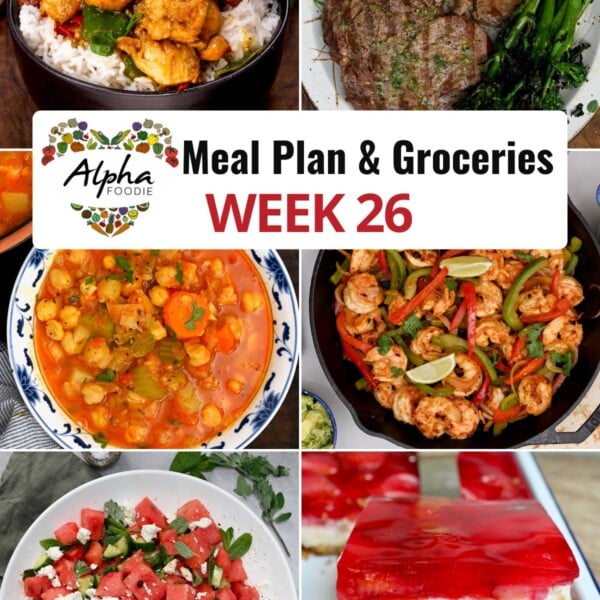 Collage of photos showing the dishes for Week 26 of Meal.