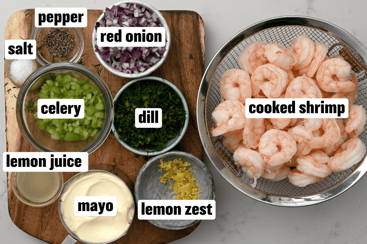 top view of the ingredients for making shrimp salad - 2