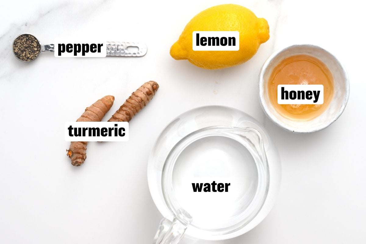 A photo of the ingredients needed to make turmeric tea. - 5