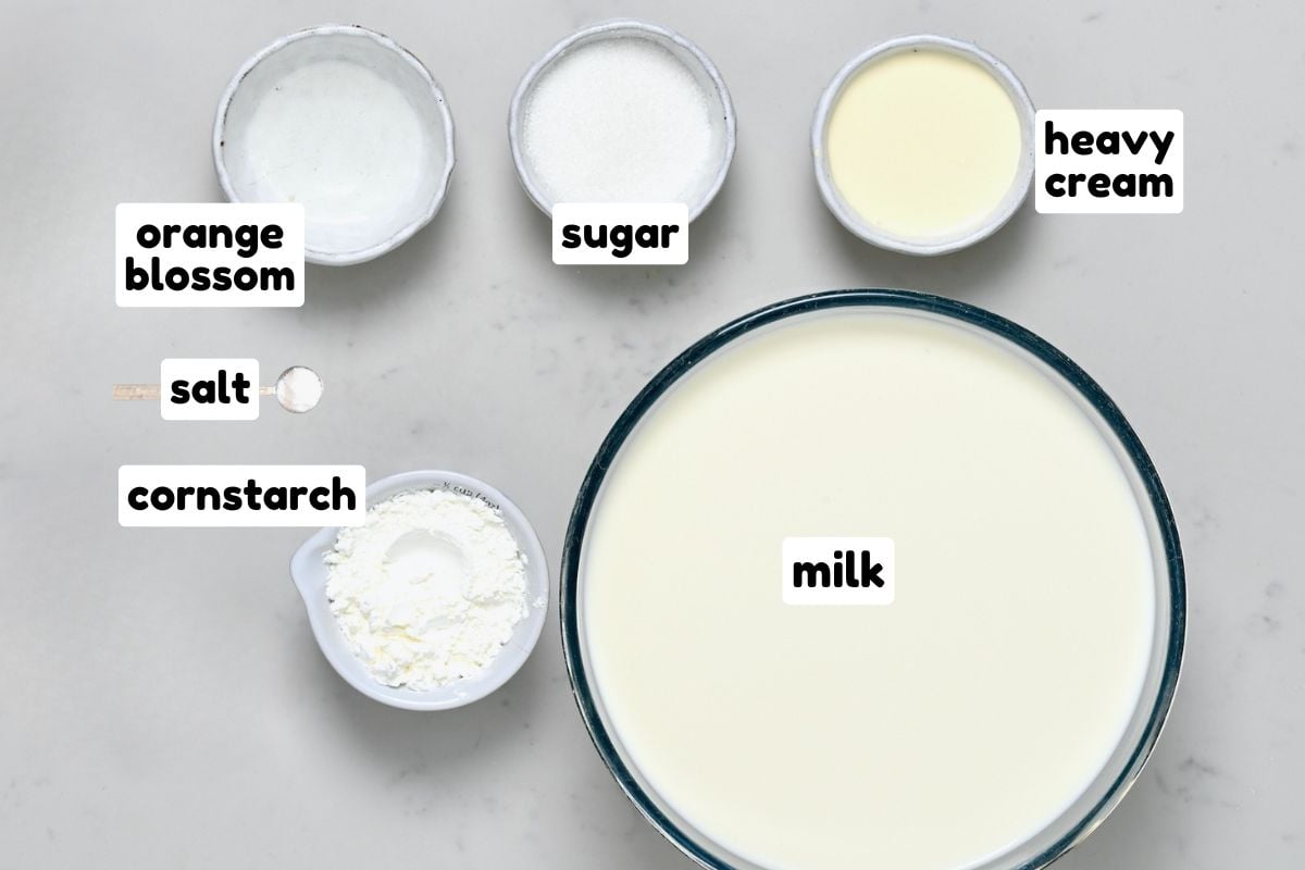 Flatlay of ingredients for cream filling