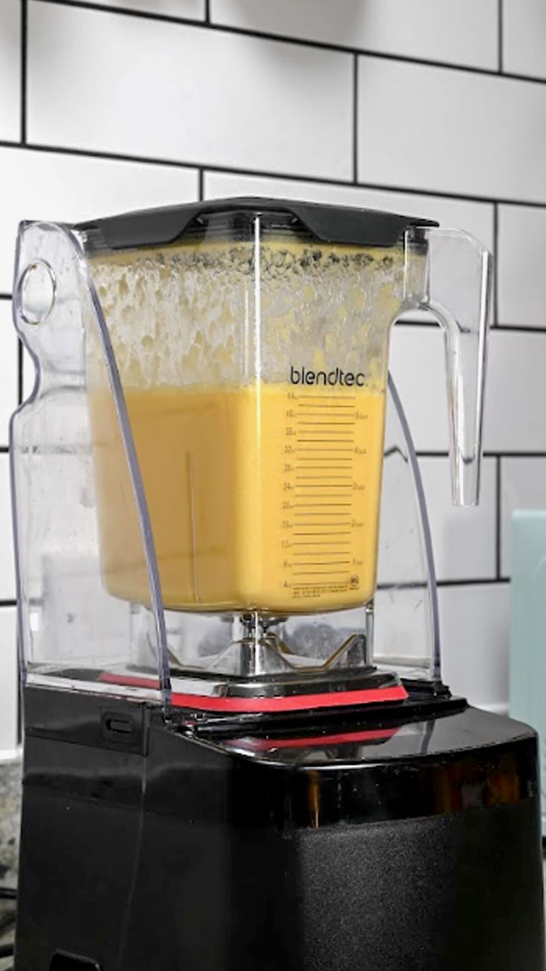 Orange juice made in a blender.