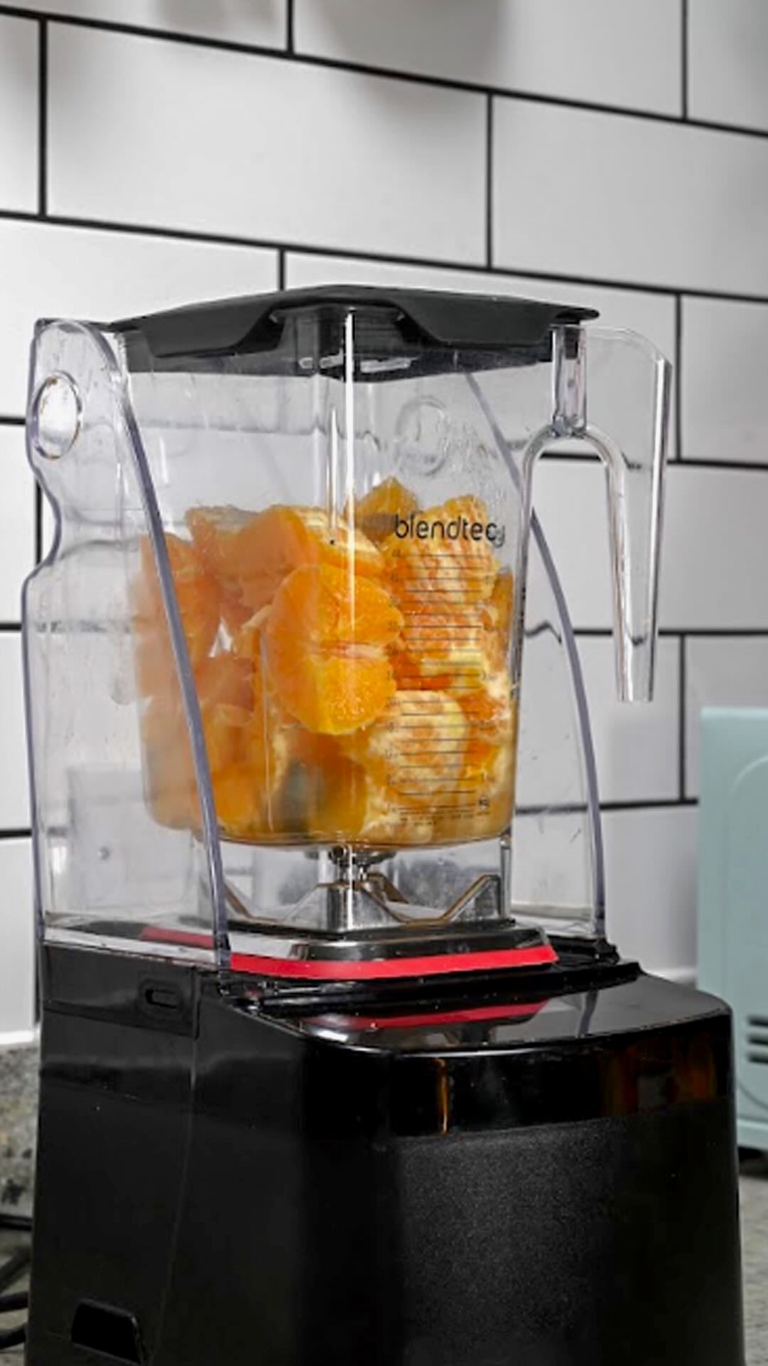 Orange segments in a blender.