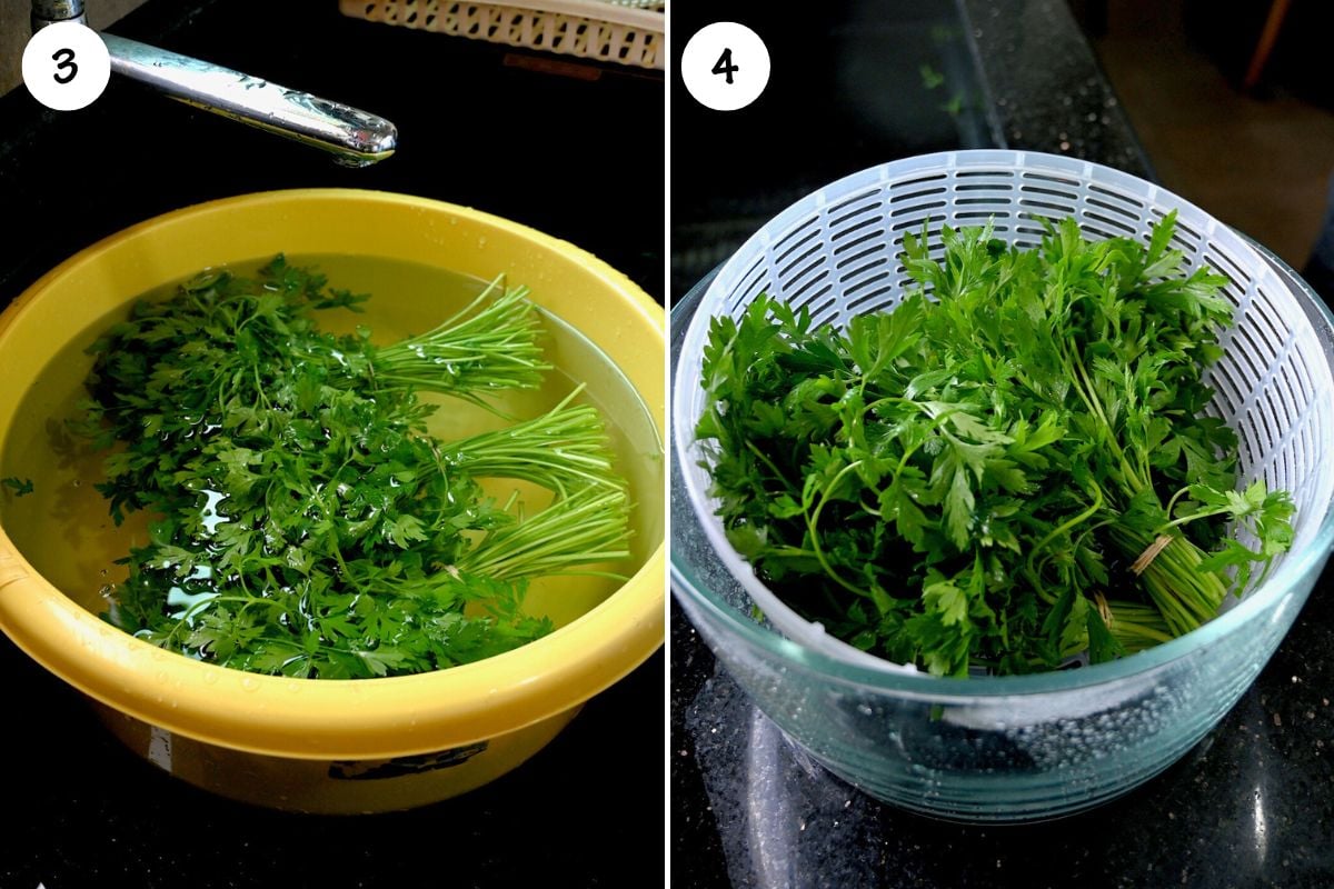 Rinse and dry the parsley. - 4