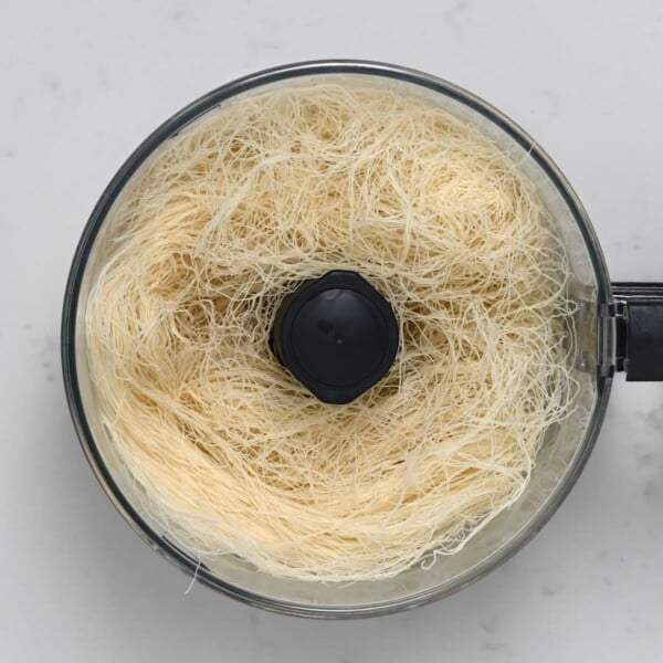 Kataifi in a food processor.