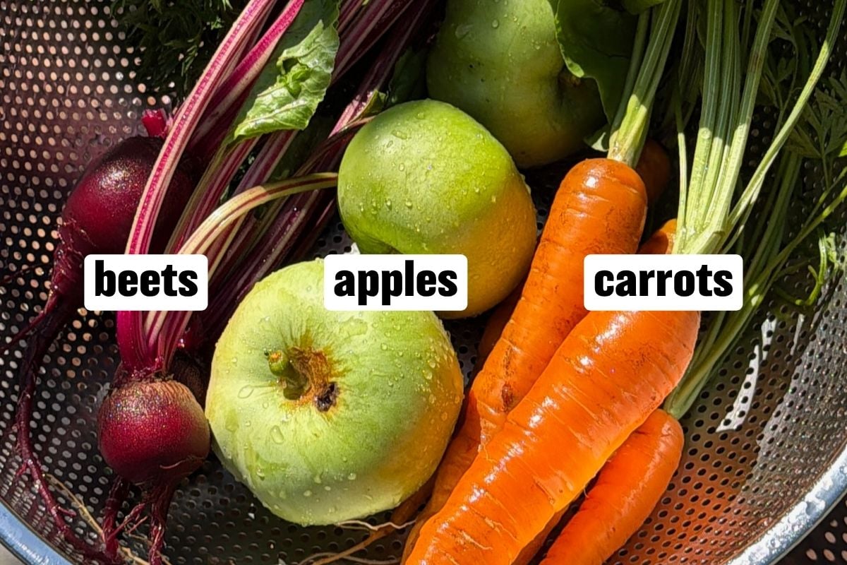 Ingredients needed to make ABC juice.