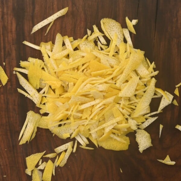 Lemon peel chopped into thin strips.